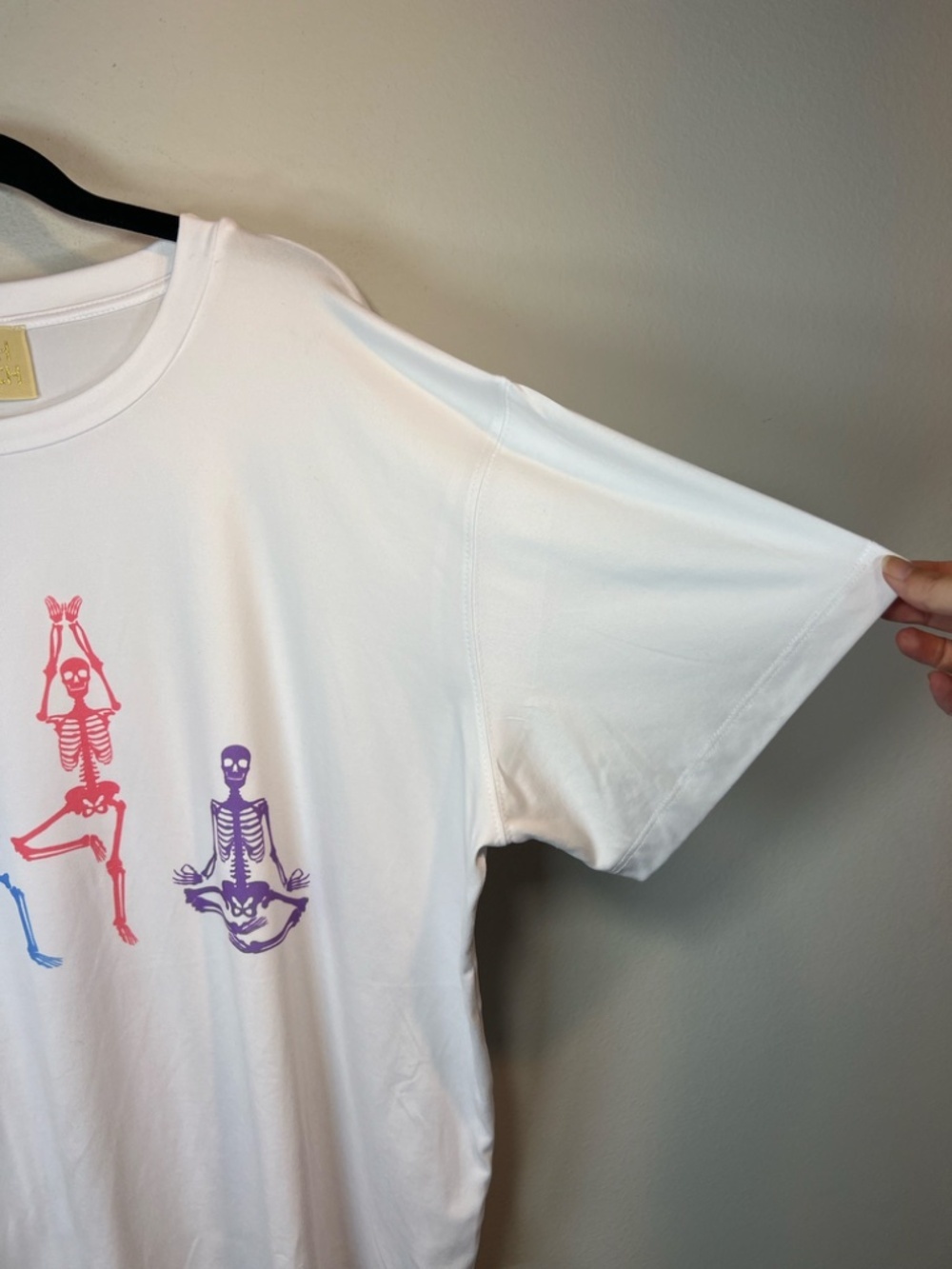 Judith March Skeleton Yoga T-Shirt White Short Sleeve Oversized Whimsical NEW XL - Picture 5 of 11